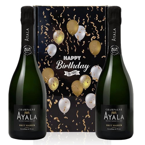 Ayala Brut Majeur Champagne NV 75 cl Happy Birthday Duo Gift Box